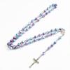 Rosary Beads Catholic for Woman, Blue Purple Pearl Rosary Necklace view 2