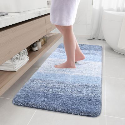 Arotive Microfiber Bathroom Rugs, Shaggy Soft and Absorbent Bath Rug, Non-Slip, Thick Plush Machine Washable Dry Bath Mats for Bathroom, Tub and Shower, 47x24, Light Blue, Rectangular