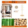 LINGOSHUN Bamboo Clothes Hanging Rail with 4 Wheels Open Wardrobe with Shelves Rolling Coat Rack Stand with Shelves Storage Organiser for Bedroom, Entryway L60/70/80/100Cm,60X35X165Cm view 2