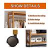 LINGOSHUN Bamboo Clothes Hanging Rail with 4 Wheels Open Wardrobe with Shelves Rolling Coat Rack Stand with Shelves Storage Organiser for Bedroom, Entryway L60/70/80/100Cm,60X35X165Cm view 3