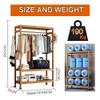LINGOSHUN Bamboo Clothes Hanging Rail with 4 Wheels Open Wardrobe with Shelves Rolling Coat Rack Stand with Shelves Storage Organiser for Bedroom, Entryway L60/70/80/100Cm,60X35X165Cm view 4