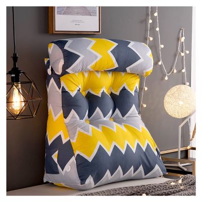 AYLYHD Bedside Cushion with Pillow Waist Protection Soft Bed Pillow Triangular Wedge Cushion Big Sofa Back Waist Pad Reading Pillow Tatami Bed Back Removable and Washable (Color : G, Size : 55cm)