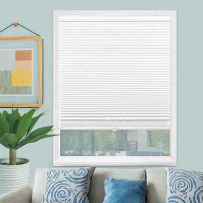 Cellular Shades for Windows and Doors- No Cord Total Blackout Honeycomb Blinds, Cordless Customize Large Size, Harmful UV Rays and Heat Insulation for Office Home, White-Blackout, Size 43 "W x 40" H