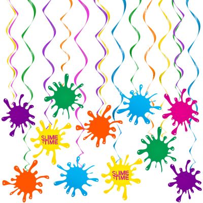 30 Pcs Artist Hanging Swirls Colorful Painting Birthday Party Decorations Paint Foil Hangings with Glittery Cutout for Art Theme Birthday Shower Rainbow Party Supplies