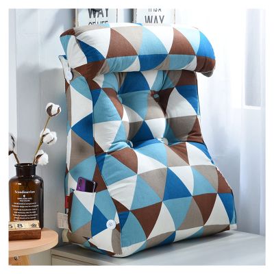 AYLYHD Bedside Cushion with Pillow Waist Protection Soft Bed Pillow Triangular Wedge Cushion Big Sofa Back Waist Pad Reading Pillow Tatami Bed Back Removable and Washable (Color : F, Size : 45cm)
