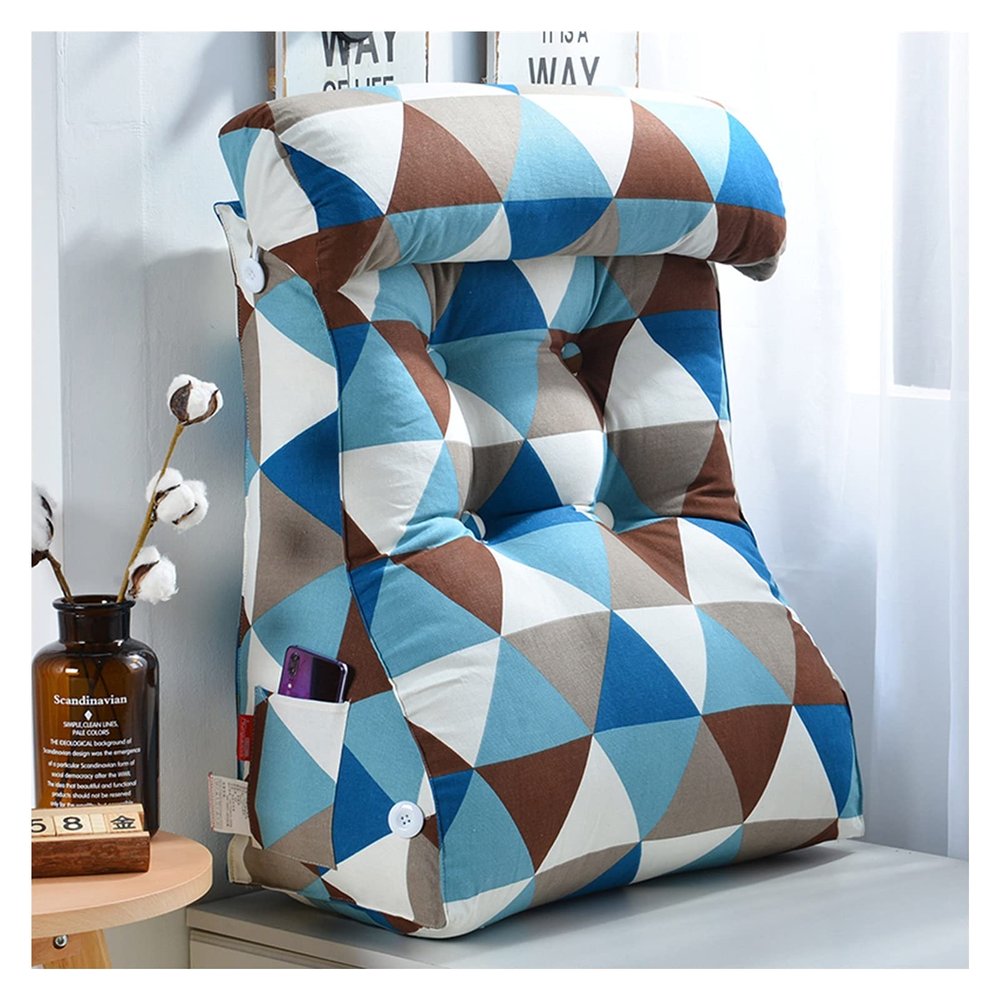 AYLYHD Bedside Cushion with Pillow Waist Protection Soft Bed Pillow Triangular Wedge Cushion Big Sofa Back Waist Pad Reading Pillow Tatami Bed Back Removable and Washable (Color : F, Size : 45cm)