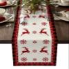Reindeer and Snowflake Table Runner Dresser Scarves,Merry Christmas Buffalo Plaid Red Table Runners 108 inches Long,Farmhouse Table Runner Christmas Table Decor for Birthday Party Dinner view 1