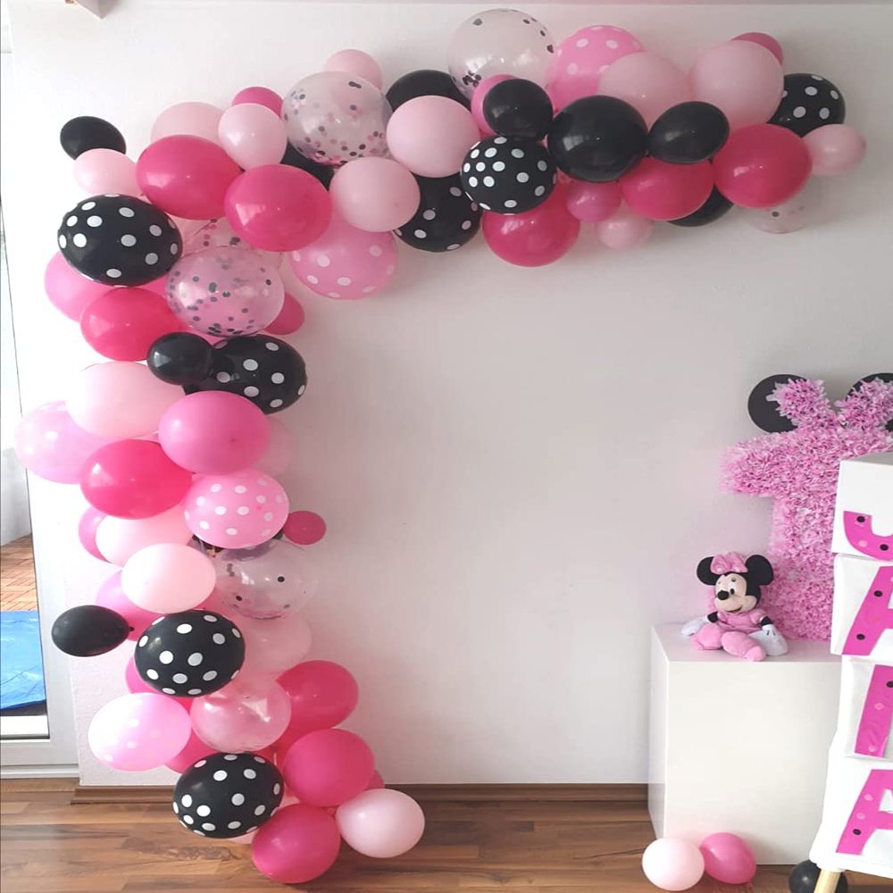 117 Mouses Balloon Garland Arch Kit Black Red White Gold/Rose Red Pink Balloon Garland Arch and Balloon Strip for Mouses Theme Party Baby Shower Birthday Wedding Decoration