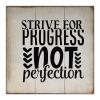 Aihesui Wood Signs Wall Hanging Wall Decoration Strive for Progress Not Perfection Signs for Living Room Kitchen Batheroom Bedroom Office School 12x12inch view 1
