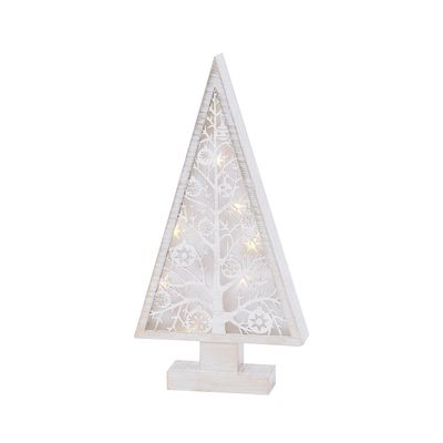 Gerson International 16 in. Illuminated Metal and Laser Cut Wood Tree