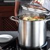 304 stainless steel household stock pot thickened large capacity cooking stew pot induction cooker gas stove dedicated steamer with transparent lid soup pot casserole cooking pot with handle 22cm/24cm view 2