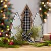 Gerson International 12 in. Wood Holiday Trees with Pine and Bow Accent Holiday Decor view 2