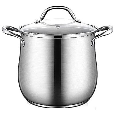 304 stainless steel hotel household soup pot thickened large capacity cooking stew pot steamer with transparent lid soup pot casserole with handle 22cm/24cm/26cm easy to clean silver induction cooker