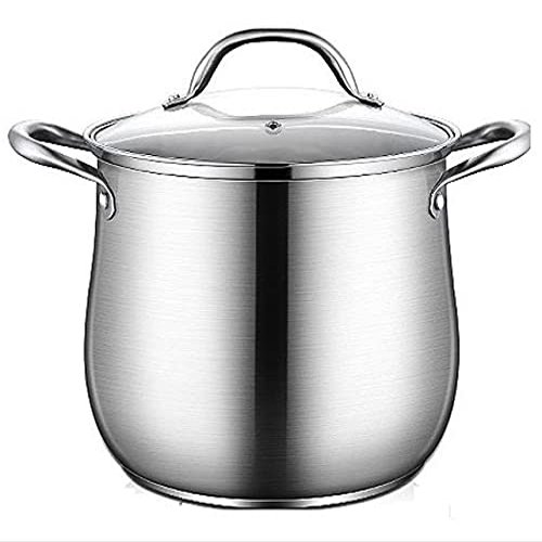 304 stainless steel hotel household soup pot thickened large capacity cooking stew pot steamer with transparent lid soup pot casserole with handle 22cm/24cm/26cm easy to clean silver induction cooker