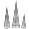LED Lighted Glittered Outdoor Christmas Cone Tree - 23.5" - Silver - Set of 3 view 1