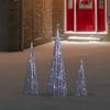 LED Lighted Glittered Outdoor Christmas Cone Tree - 23.5" - Silver - Set of 3 view 2