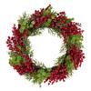 Red Berry and Frosted Pine Christmas Wreath, 28-Inch, Unlit view 1