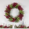 Red Berry and Frosted Pine Christmas Wreath, 28-Inch, Unlit view 2