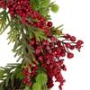 Red Berry and Frosted Pine Christmas Wreath, 28-Inch, Unlit view 3