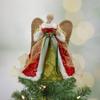 12" Lighted Red and Green Angel with Wings Christmas Tree Topper - Clear Lights view 2