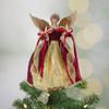 13.5" Lighted Red and Gold Angel with Wings Christmas Tree Topper - Clear Lights view 2