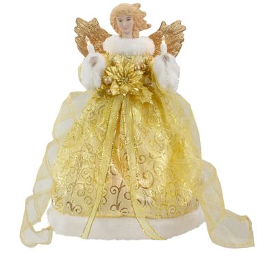 12" Lighted Gold Angel with Wings Christmas Tree Topper - Clear Lights