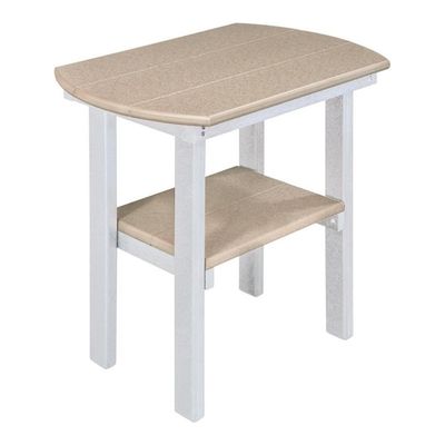 OS Home and Office Furniture 16" Oval Resin End Table in Weatherwood and White