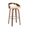 Armen Living Sonia 30" Bar Height Swivel Cream Faux Leather and Walnut Wood Bar Stool view 1