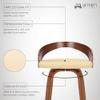 Armen Living Sonia 30" Bar Height Swivel Cream Faux Leather and Walnut Wood Bar Stool view 4