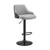 Armen Living Asher Modern Adjustable Height Swivel Gray Faux Leather and Black Wood Bar Stool with Black Base for Kitchen Island Counter view 1
