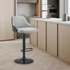 Armen Living Asher Modern Adjustable Height Swivel Gray Faux Leather and Black Wood Bar Stool with Black Base for Kitchen Island Counter view 2