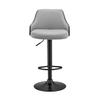 Armen Living Asher Modern Adjustable Height Swivel Gray Faux Leather and Black Wood Bar Stool with Black Base for Kitchen Island Counter view 4