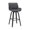 Armen Living Tyler 26" Counter Height Swivel Gray Faux Leather and Black Wood Bar Stool view 1