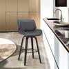 Armen Living Tyler 26" Counter Height Swivel Gray Faux Leather and Black Wood Bar Stool view 2