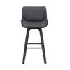 Armen Living Tyler 26" Counter Height Swivel Gray Faux Leather and Black Wood Bar Stool view 4