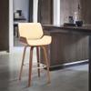Armen Living Tyler 30" Bar Height Swivel Cream Faux Leather and Walnut Wood Bar Stool view 2