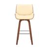 Armen Living Tyler 30" Bar Height Swivel Cream Faux Leather and Walnut Wood Bar Stool view 4