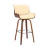 Armen Living Tyler 26" Counter Height Swivel Cream Faux Leather and Walnut Wood Bar Stool view 1