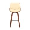 Armen Living Tyler 26" Counter Height Swivel Cream Faux Leather and Walnut Wood Bar Stool view 4