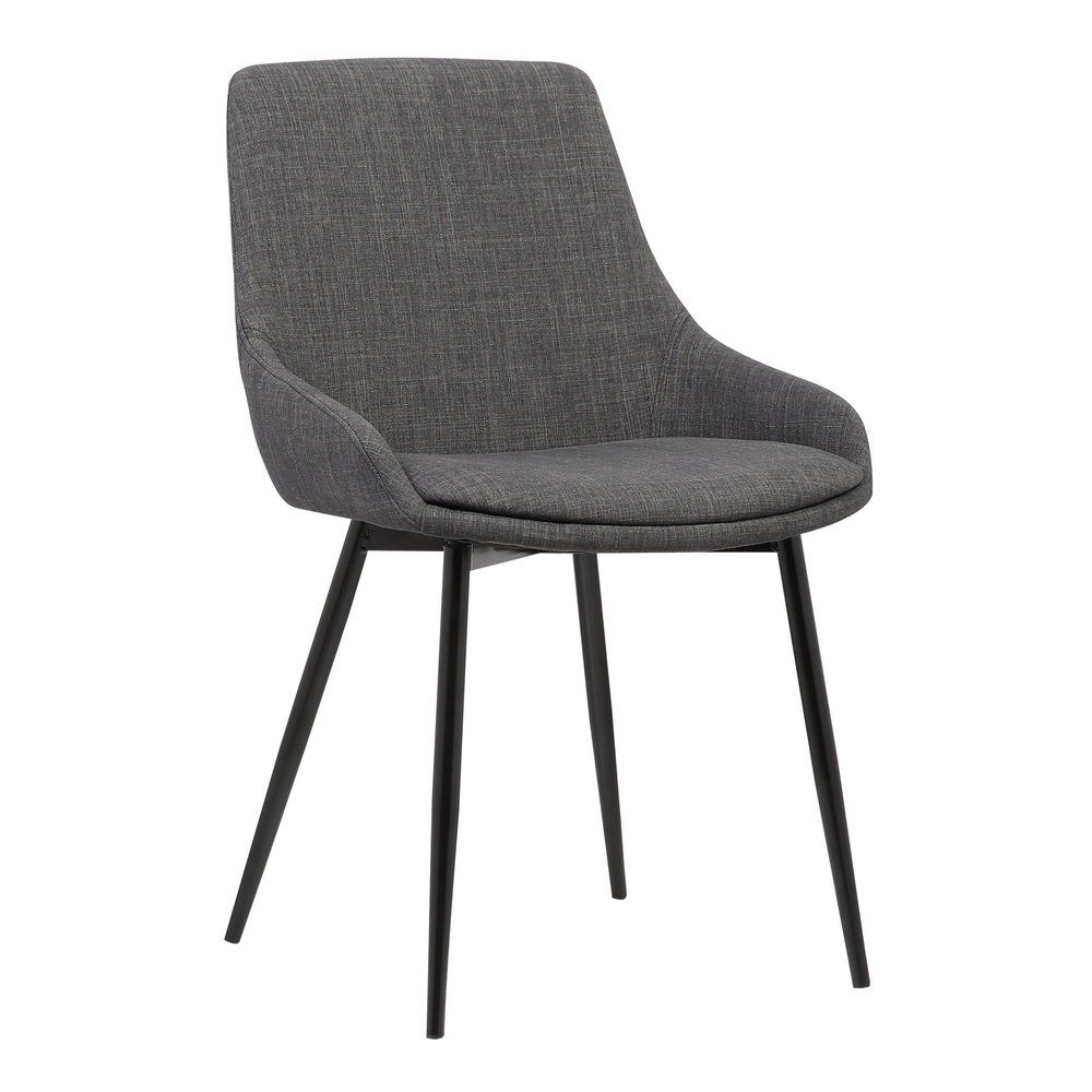 Armen Living Mia Fabric and Metal Dining Chair, Dark Gray