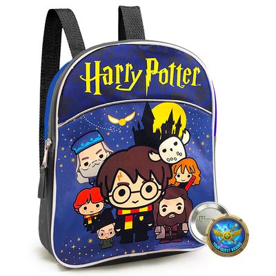 Harry Potter Mini Backpack for Kids Toddlers - 11" Iconic Woven Small Backpack Bundle w Button | Preschool Daycare Kindergarten | Fits Boys Girls Alike