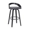 Armen Living Sonia 26" Counter Height Swivel Gray Faux Leather and Black Wood Bar Stool view 1