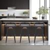 Armen Living Sonia 26" Counter Height Swivel Gray Faux Leather and Black Wood Bar Stool view 2