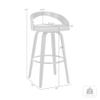 Armen Living Sonia 26" Counter Height Swivel Gray Faux Leather and Black Wood Bar Stool view 3