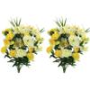 Admired By Nature 40 Stem Artificial Flowers Roses Lily Peony Mixed Bush Spring Faux Arrangement - for Indoor Outdoor Wedding Home Decor, Cemeteries and Funerals, Events, Crafts - Set of 2, Yellow view 1