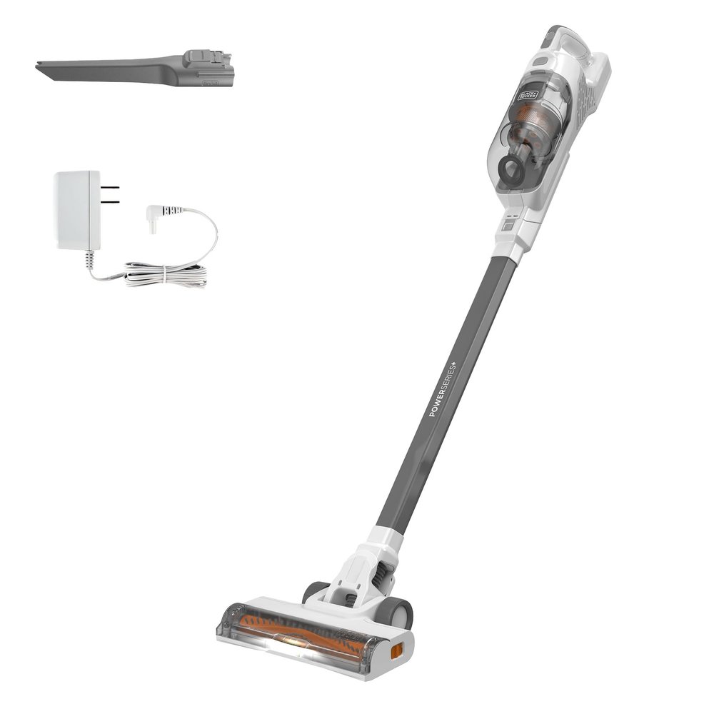 BLACK+DECKER POWERSERIES+ 20V MAX Cordless Stick Vacuum Cleaner with LED Floor Lights, Bagless, Lightweight, Cordless Vacuum Cleaners for Home, Up to 44 Minutes, Powerful Suction, Gray (BHFEA520J)