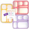 6 Compartment Lunch Boxes. Bento Box Lunchbox Snack Containers for Kids, Boys Girls Adults. School Daycare Meal Planning Portion Control Container. Leakproof BPA-Free. Set of 3, Pink Purple Orange view 1