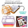 6 Compartment Lunch Boxes. Bento Box Lunchbox Snack Containers for Kids, Boys Girls Adults. School Daycare Meal Planning Portion Control Container. Leakproof BPA-Free. Set of 3, Pink Purple Orange view 2