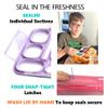 6 Compartment Lunch Boxes. Bento Box Lunchbox Snack Containers for Kids, Boys Girls Adults. School Daycare Meal Planning Portion Control Container. Leakproof BPA-Free. Set of 3, Pink Purple Orange view 4