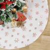 48 Inch Christmas Tree Skirt White Faux Fur with Sequin Snowflakes Large Rose Gold Thick Xmas Plush Tree Skirt Ornaments view 1